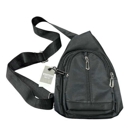 Westend NWT Black Crossbody Sling Backpack Adjustable Strap Zippered Compartment - Picture 1 of 12
